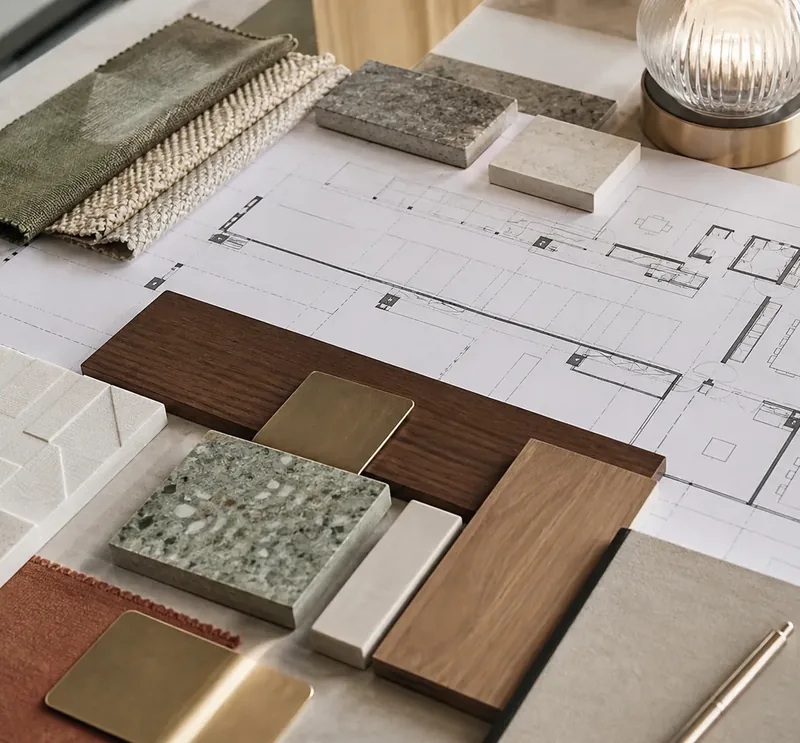 Planos y materiales para proyecto de interiorismo comercial