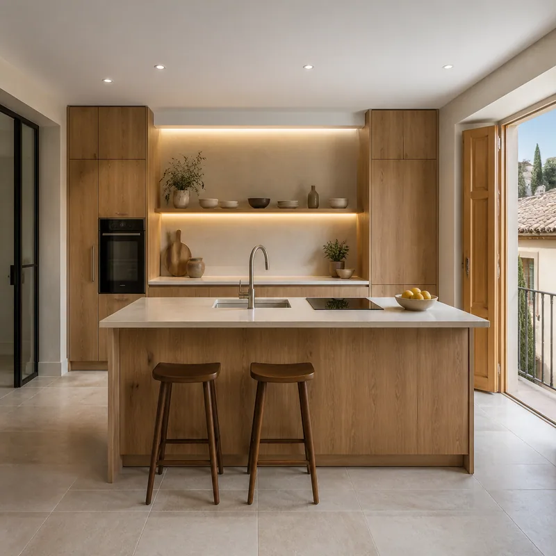 Cocina renovada en proyecto de reforma integral en Granada